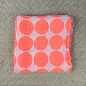 Cloud Island Neon Orange Big Polka Dots Baby Swaddle Blanket Muslin Circles